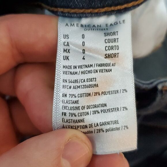 AMERICAN Eagle dark wash size 0 super stretch 26x26 high rise jeggings - Picture 8 of 8